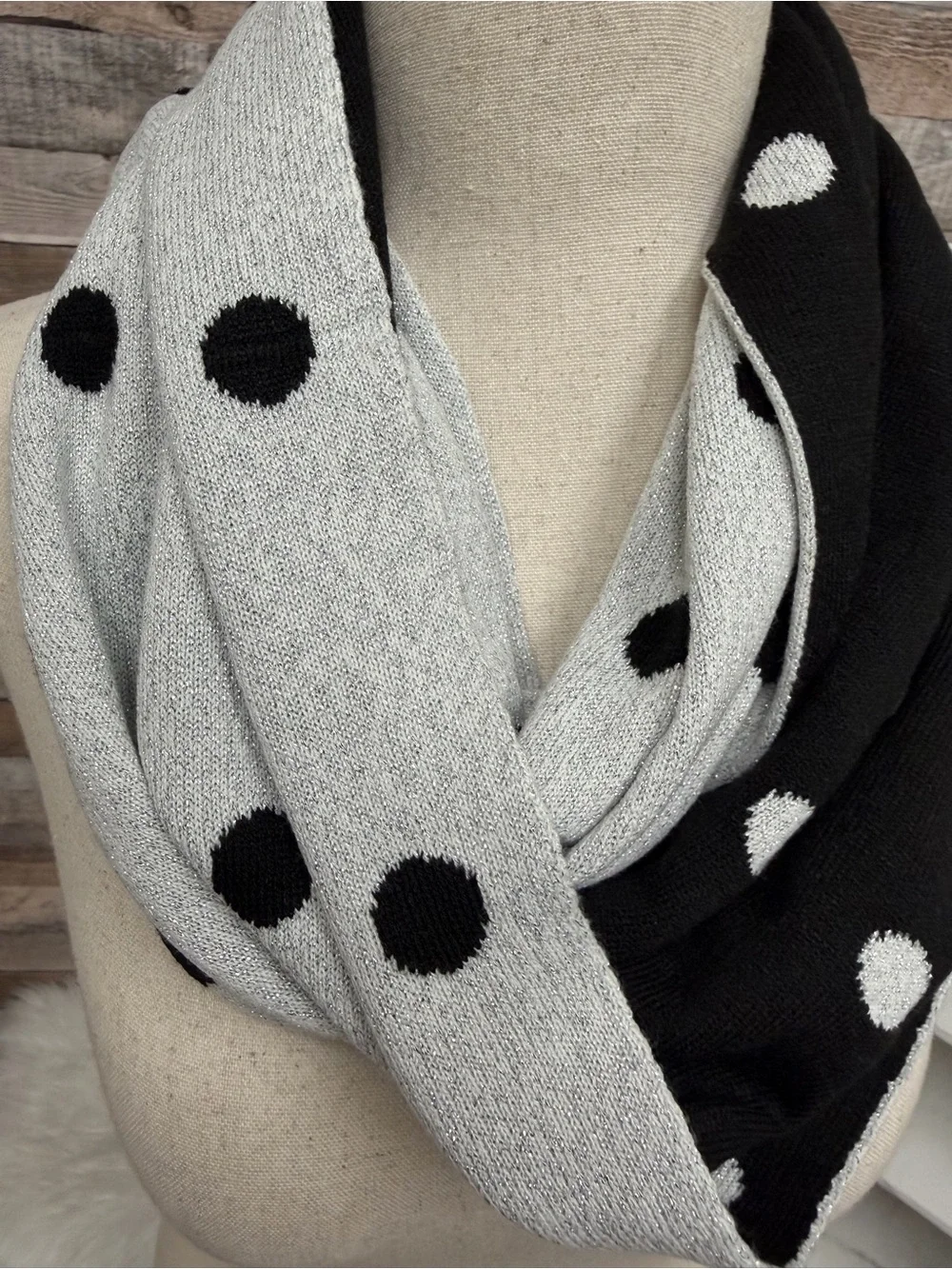 New York & Co. polka dot reversible scarf